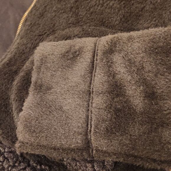 J.Crew Sherpa Trimmed Cropped Bomber Faux Shearling Jacket Black size S - Picture 13 of 13